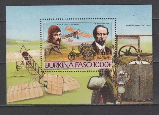 Burkina Faso  bloc avion de Blériot et Benz 1985 num 28  **