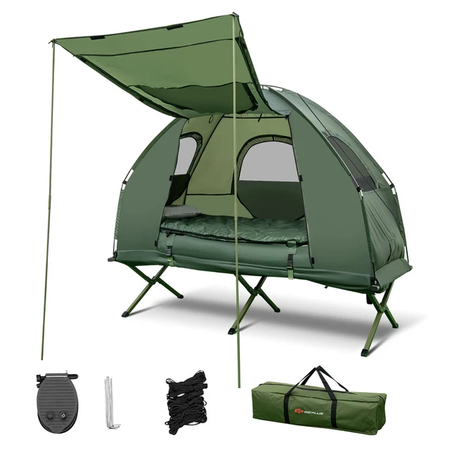 Goplus 1-Person Compact Portable Pop-Up Tent/Camping Cot W/ Air Mattress And