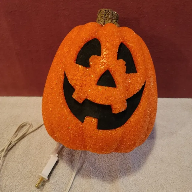 Vtg 10" Seasons Melted Plastic Popcorn Jack O Lantern Lighted Halloween Pumpkin