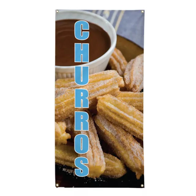 Vertical Vinyl Banner Multiple Sizes Churros Restaurant Food Bar Outdoor