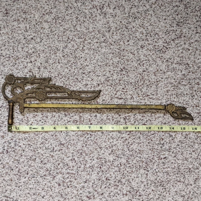 Antique Swing Arm Curtain Rod Ornate Cast Iron Art Nouveau Magnetic Numbered 9