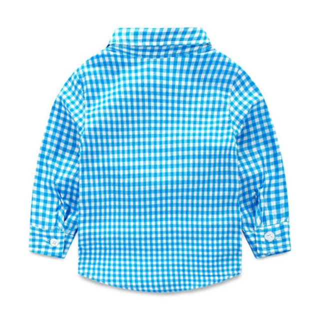 Baby Boy Plaid Shirt Romper Suit Wedding Formal Party Smart Outfit Trousers 4