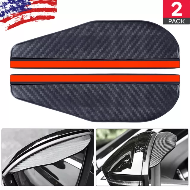 2 Pack Carbon Fiber Car Rear View Side Mirror Rain Board Eyebrow Guard Sun Visor