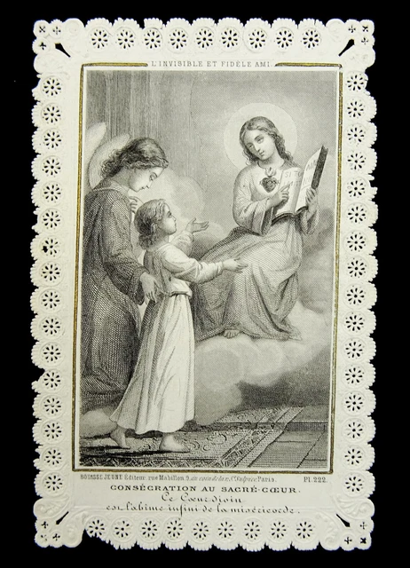CONSECRATION TO SACRED Heart of Jesus French Antique Lace Holy Card ...
