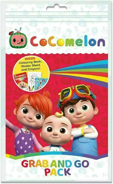 COCOMELON GRAB & Go Pack Mini Colouring Book Stickers Crayons Party Bag