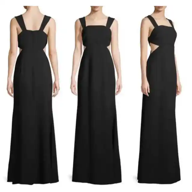 Jill Stuart Square Neck Cutout Gown Evening Dress Formal Black Women Size 4