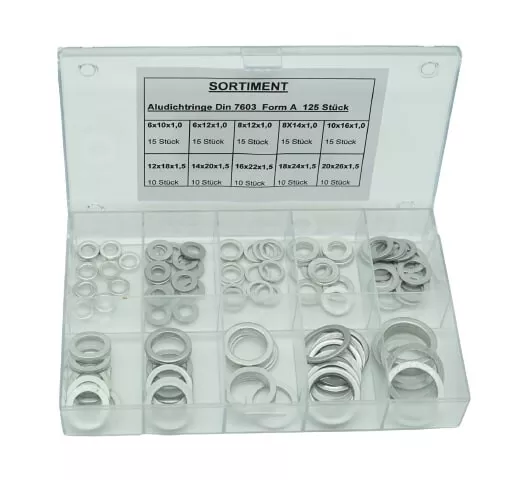 Aluminiumring Dichtring Dichtung Aludichtung Sortiment Alu 125 TEILIG Ø 6 - Ø 20