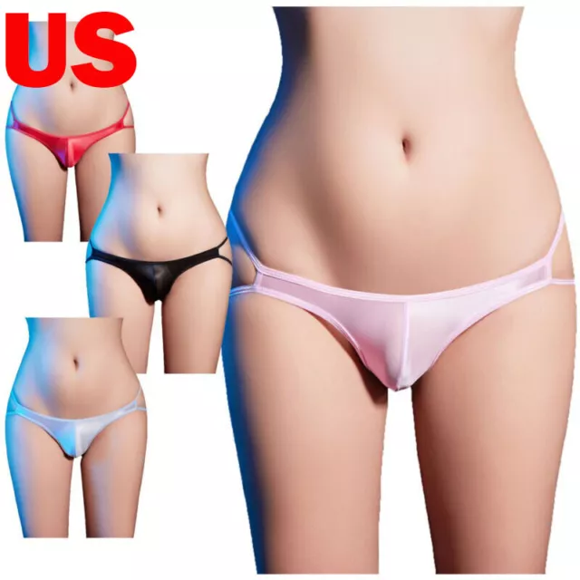 US Mens Bulge Pouch Thongs Underwear Glossy Low Rise G-String Panties Underpants