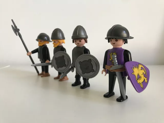 Playmobil Château Moyen Age - Chevaliers du dragon or- lot de 4 personnages