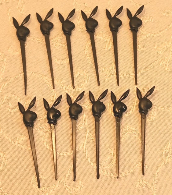 12 Vintage Playboy Bunny Food/Olive Toothpicks, 2.5", Plastic