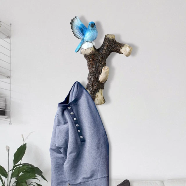 Decorative Rustic Birds On A Branch Hanger Jackets Bag Resin Wall Coat Hooks