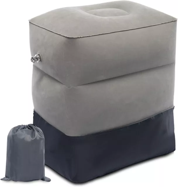 Inflatable Travel Foot Rest Pillow,Portable Inflatable Toddler Airplane Bed,Grey