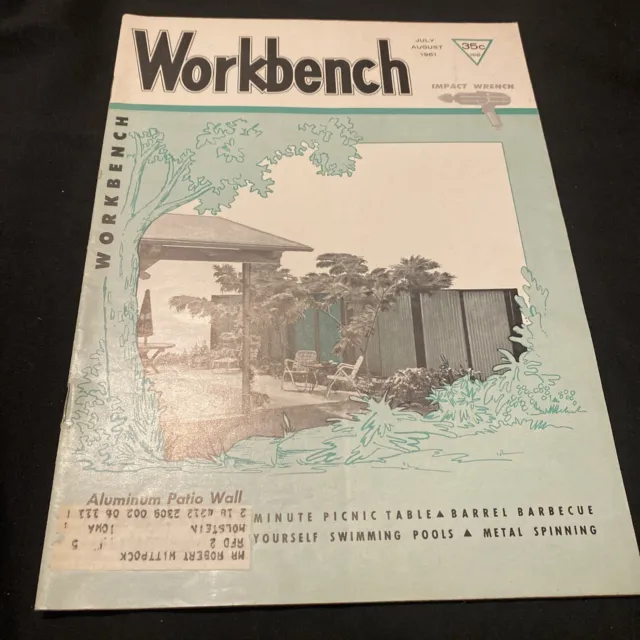 Vintage 1961  July Workbench Magazine Woodworking Arts Crafts Projects Home