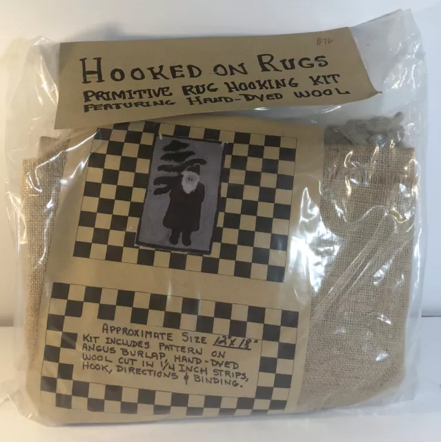 Kit de enganche primitivo de alfombras Hooked On Rugs Company Santa 12""x18"" nuevo