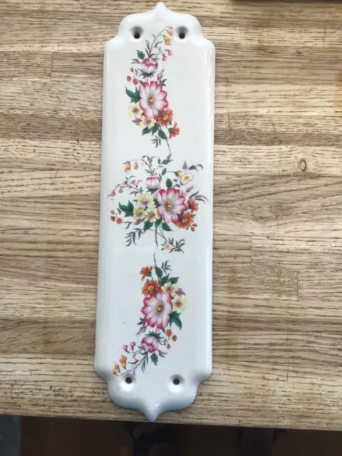 Una sola placa de empuje floral para puerta de dedo de porcelana bonita pintada a mano