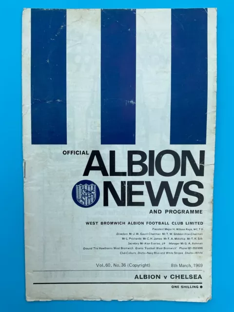 West Bromwich Albion V Chelsea. 8Th March 1969. Division One