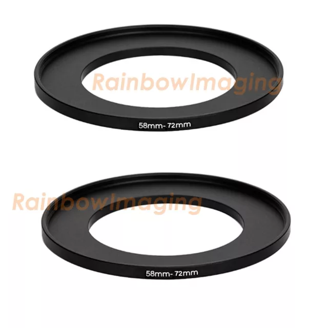 (2 Pcs) 58-72mm 58 mm to 72 mm Metal Step Up Lens Filter Ring Adapter US Seller