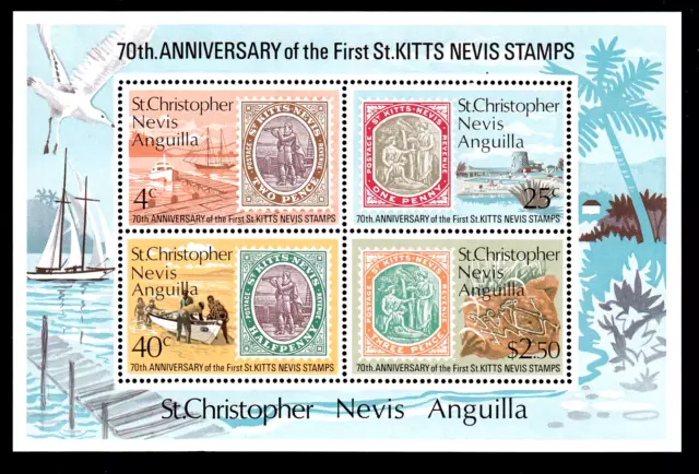 St.Christopher-Nevis-Anquilla Bl. 1 **,70 Jahre Briefmarken St.Kitts,postfrisch