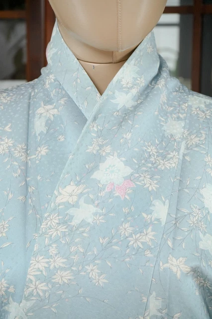 Dear Vanilla Japanese Silk Kimono Women's Robe Gown Authentic Japan Vintage Mint 3