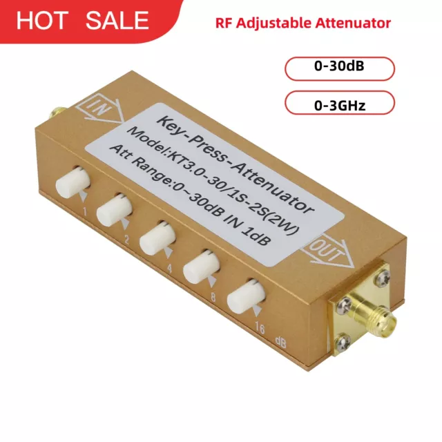 2W SMA-KK 0-3GHz RF 0-30dB Adjustable Attenuator Digital Step RF Attenuator