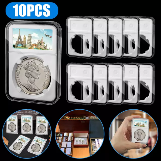 10x Coin Slab Display Holder Storage 38mm For Morgan/Peace/Ike Silver Dollar USA