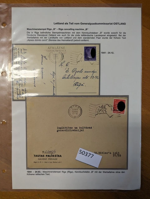Ostland Maschinenstempel RIGA auf Bedarfsbelegen (50377