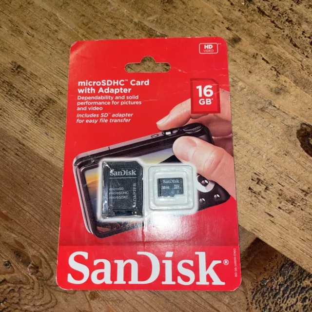 Sandisk Micro Sdhc Card With Adapter 16Gb Hd Brand New Easy File Transfer