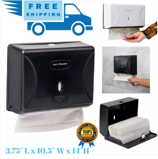 Hand Paper Towel Dispenser Wall Mount Touchless Commercial Folded Bathroom Black