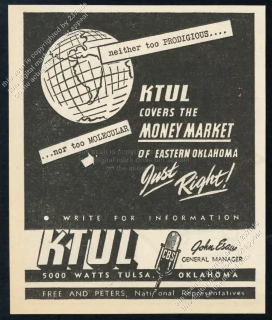 1946 KRUL radio station Tulsa illustrated vintage trade print ad