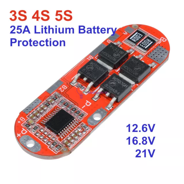 3S 4S 5S 25A 18650 Li-ion Lithium Battery Protection BMS Circuit Charging Board