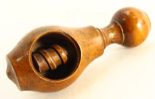 = Ea. 1800's Georgian/Regency Treen Ware Pocket Screw Type Nut Cracker