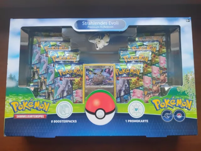 Pokemon Go Strahlendes Evoli Premium Kollektion Deutsch TCG Sammelkarten Neu OVP