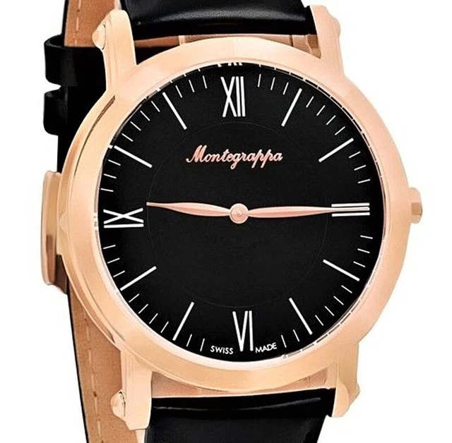 Montegrappa Nerouno IDNMWARC Quartz Men s 40mm Black Dial Black Leather Belt N