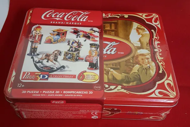 Coca-Cola Six 3-D Puzzles New In Sealed Collectable Tin. Irwin Toy Circa 1990