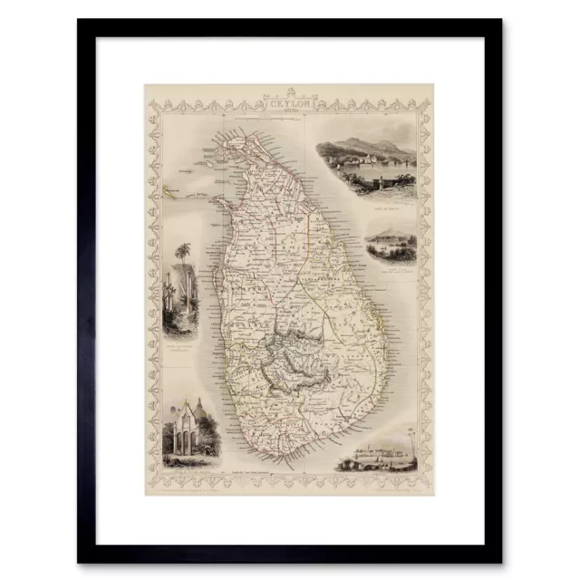 Ceylon Sri Lanka Map Framed Art Print 12x16 Inch