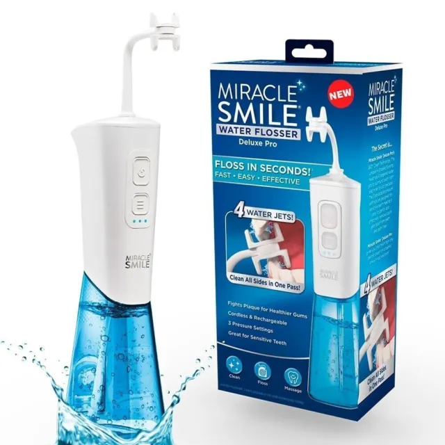 NUEVO Hilo de agua Miracle Smile portátil dentista recomendado recargable nuevo en caja