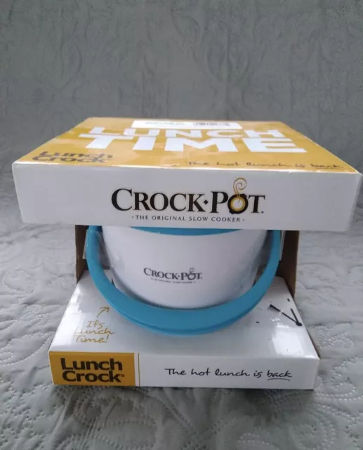 ¡NUEVO EN CAJA!! Calentador de comida de viaje Crock Pot, blanco/azul 20 oz nuevo en caja