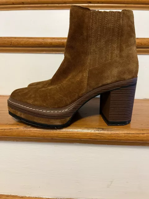 Steve Madden Sarcastic Womens Size 9 Brown Suede Leather Platform Ankle Boots