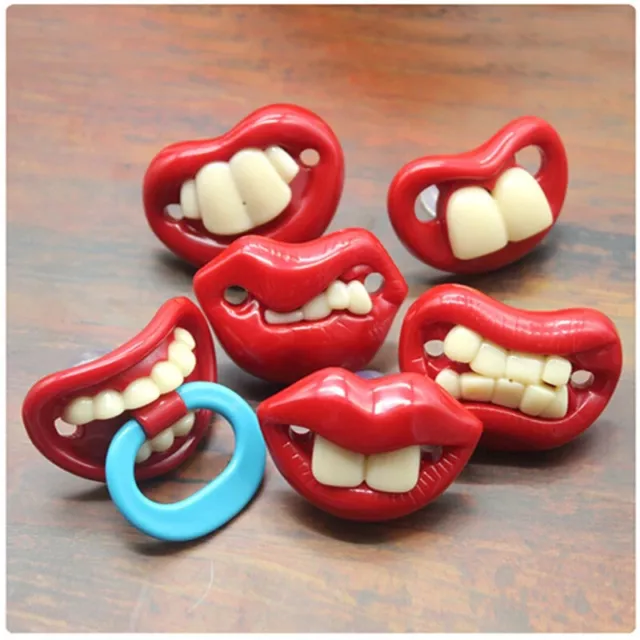 2pcs Baby Funny Red Teeth Orthodontic Pacifier for Babies 0-6M BPA & Latex Free