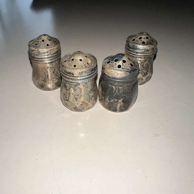 VTG Vincent Lollo Sterling Silver V.L. Mini Salt and Pepper Shakers - Set of 4