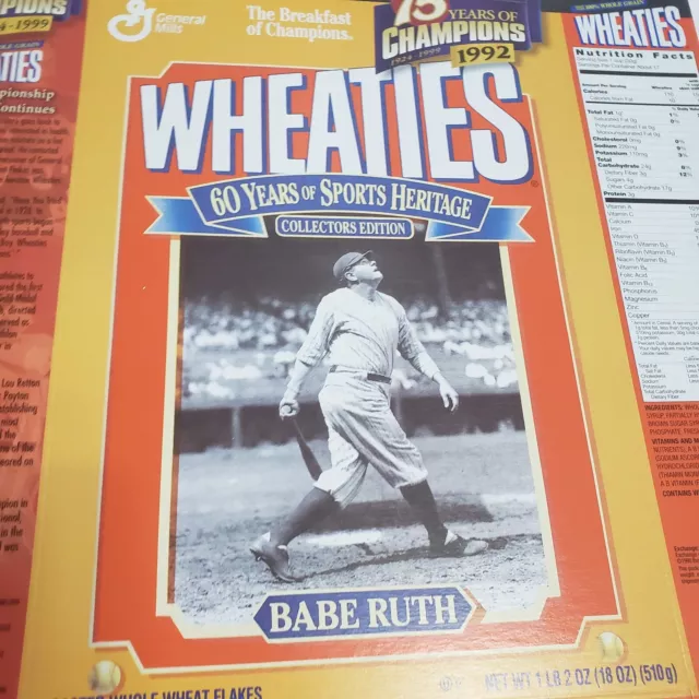 Wheaties Cereal Boxes New Flat 75 Years Champions Ruth Gehrig Yankees Set of 4