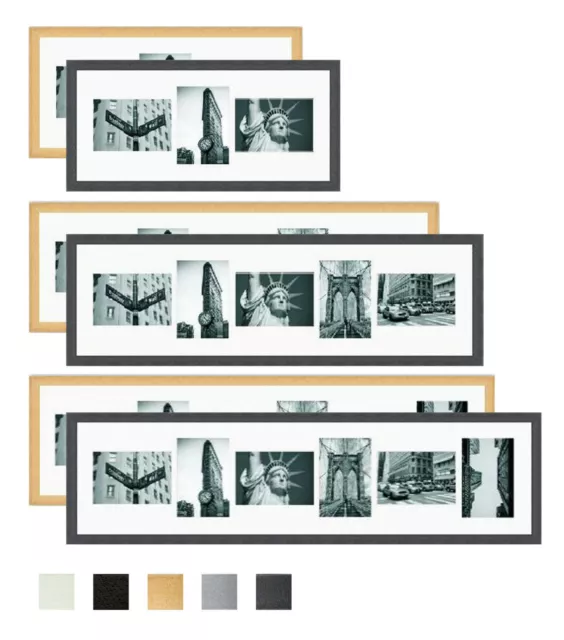 Collage Holz Bilderrahmen Galerie mit Passepartout für 3-6 Bilder  10x15 13x18