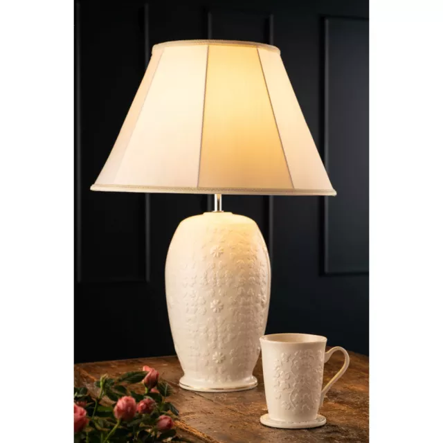 Belleek Field Of Shamrocks Lamp, 14? x 23? - Handcrafted Fine Parian China Decor