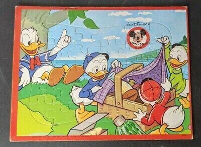 Vintage 1960s Jaymar Walt Disney Mickey Mouse Club Donald Duck Picnic Puzzle