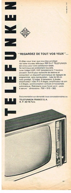 PUBLICITE ADVERTISING  1959  TELEFUNKEN  téléviseurs