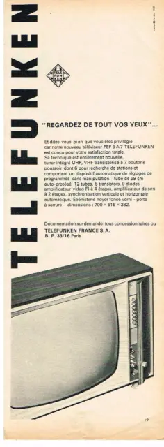 PUBLICITE ADVERTISING  1959  TELEFUNKEN  téléviseurs