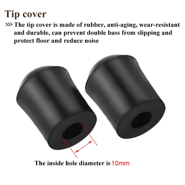 2pc Double Bass Endpin Rubber Tip Stopper Black Protector End Accessory IDM