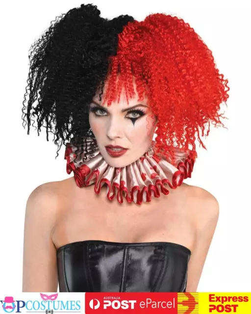Freak Show Red Jesterina Wig Clown Circus Scary Halloween Costume Accessory