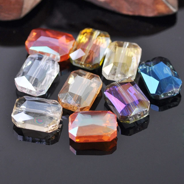 12mm 14mm 18mm 10p Stck Rechteck Rechteck Kristallglas Lose Perlen Schmuck DIY