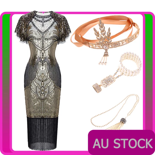 Shiny O-Neck Sleeveless 1920s Sequin Fringe Charleston Flapper Dance Dresses Costumes Stunning 20's Great Gatsby Dress - Foto 11